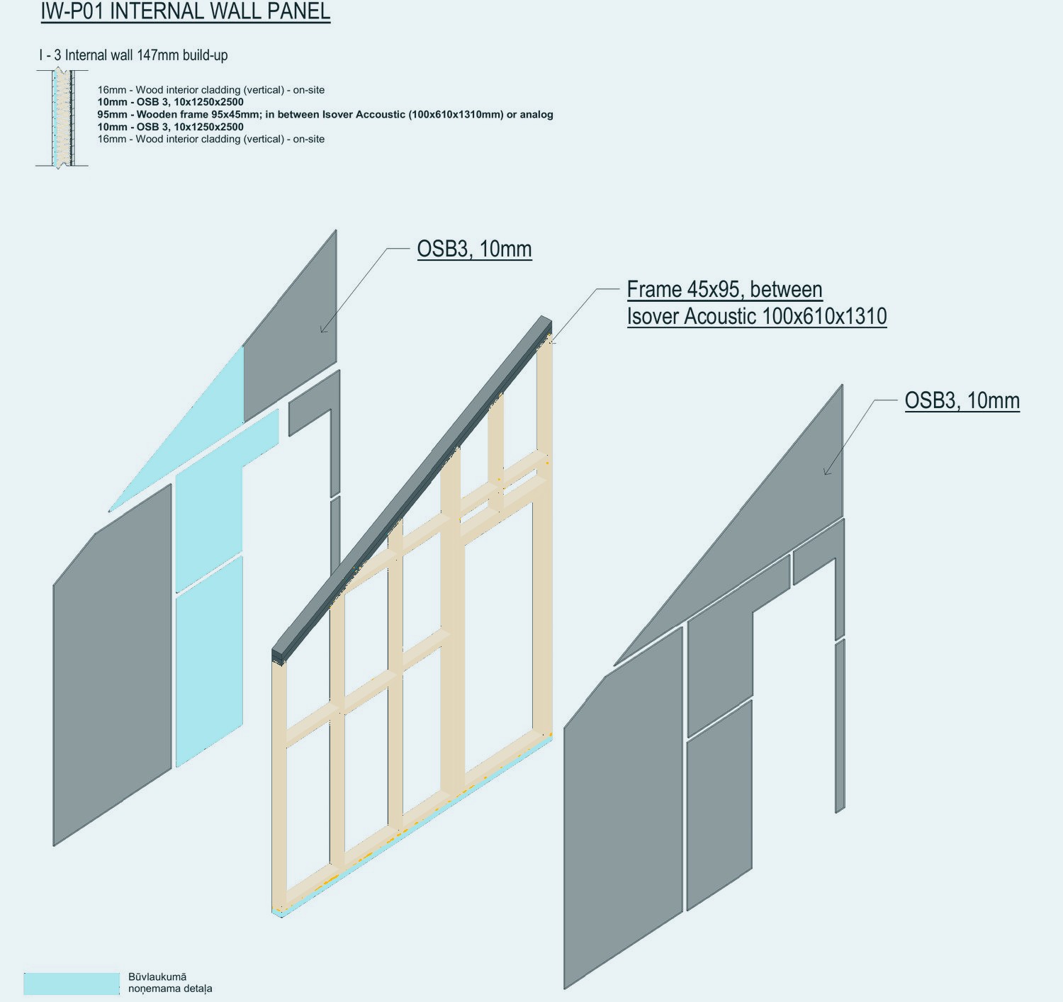 Internal wall panel, 3D