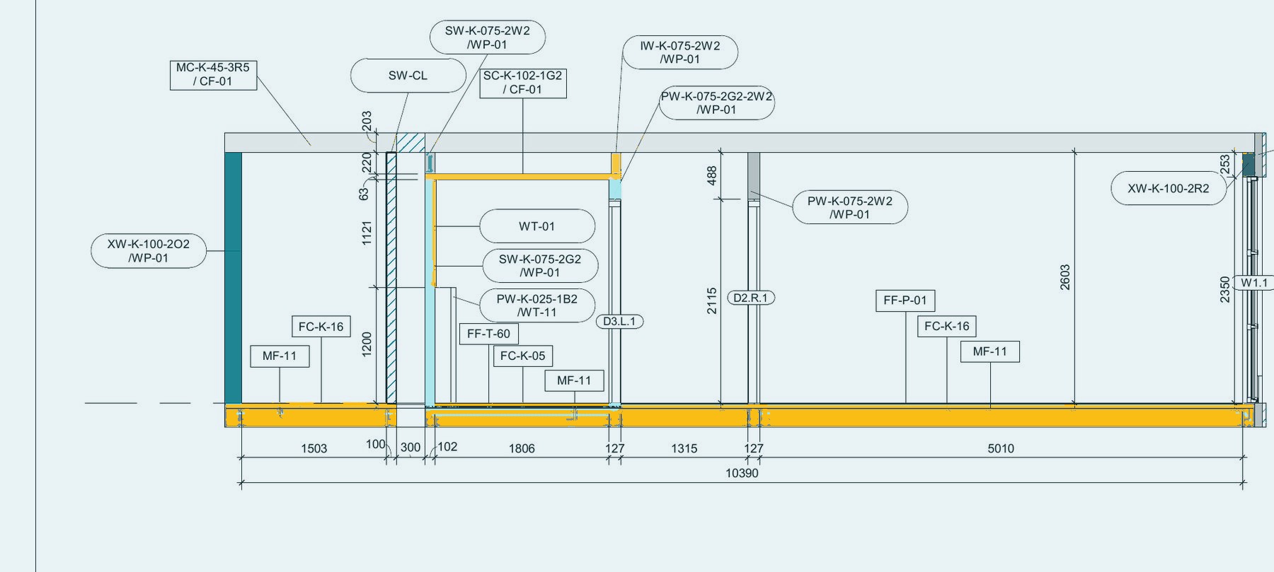 Module A01.00, wall type section