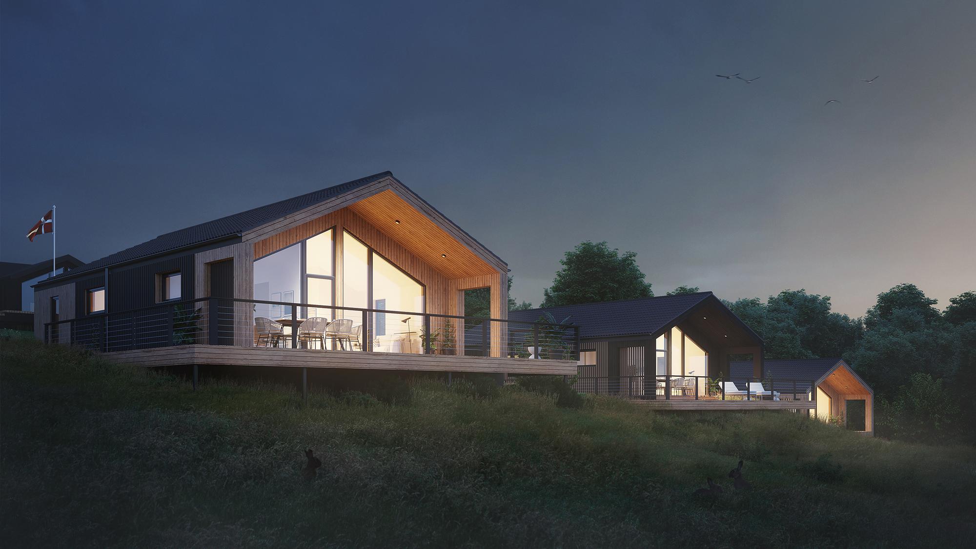 Als homes at dusk in Kettingskov